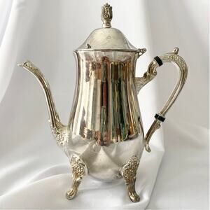 Vintage Silver Plated Coffee Pot with Floral Accents